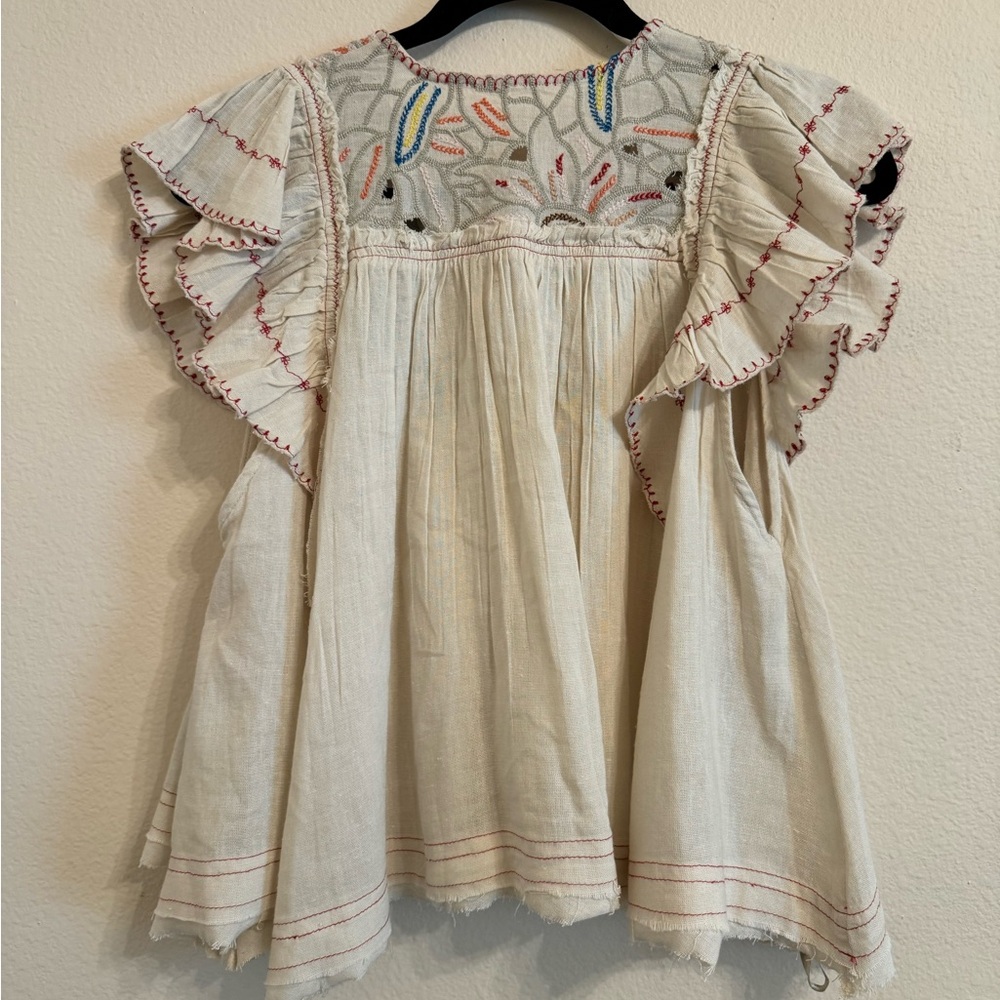 Free People Hailey Embroidered Top Natural Combo - Picture 12 of 15
